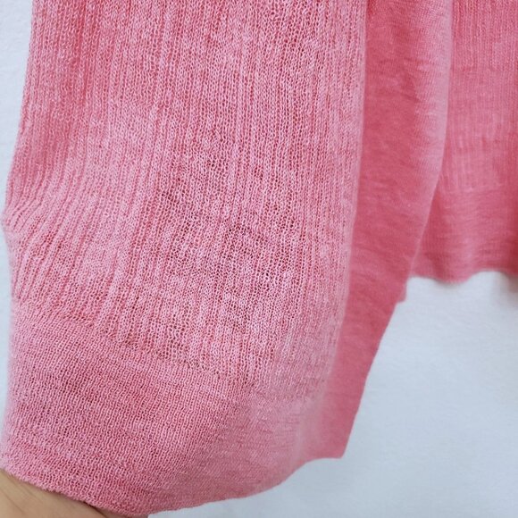 Lafayette 148 Long Open Front Linen Blend Lightweight Breezy Pink Cardigan M - Picture 12 of 14